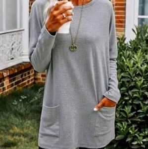Batwing sleeve gray top
